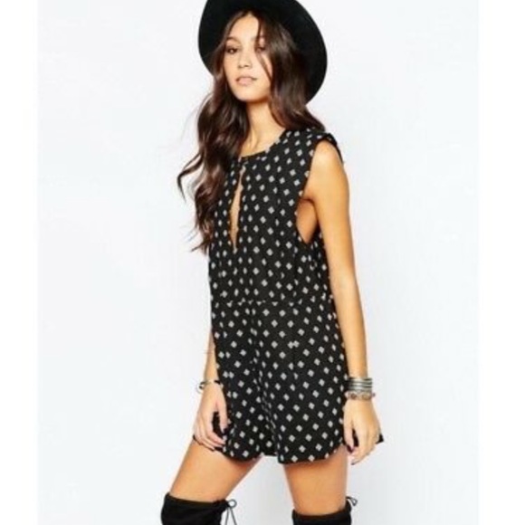 Free People Pants - Free People Ashley Print Linen Blend Romper XS